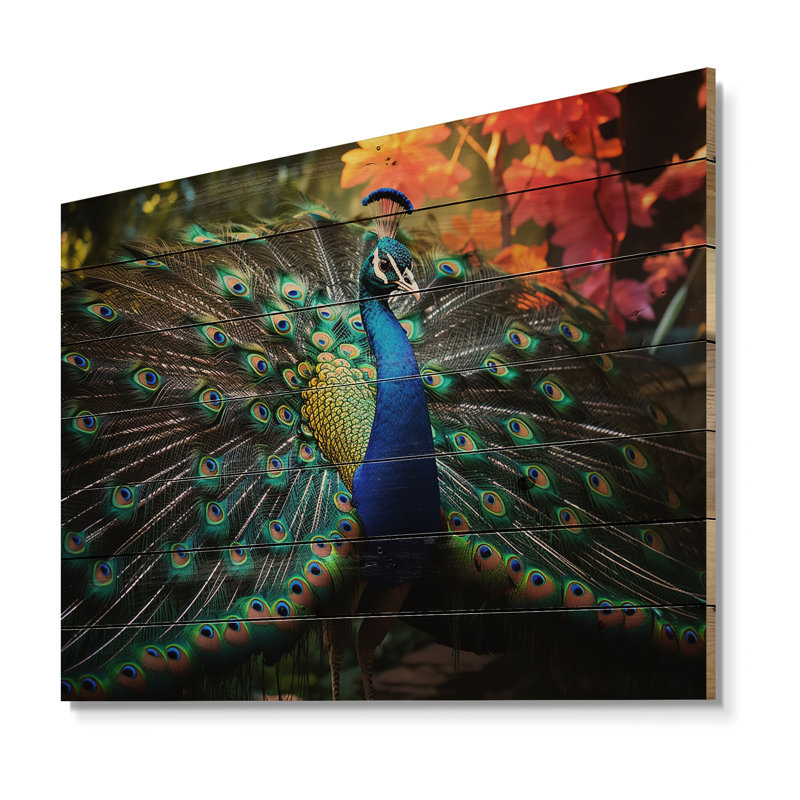 Art indien bleu sarcelle bleu dansant un paon sur bois, H 30 po x l 40 po x P 0,78 po