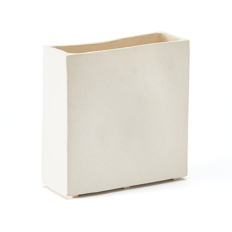 Rue Wide Vase, Raw Blanc