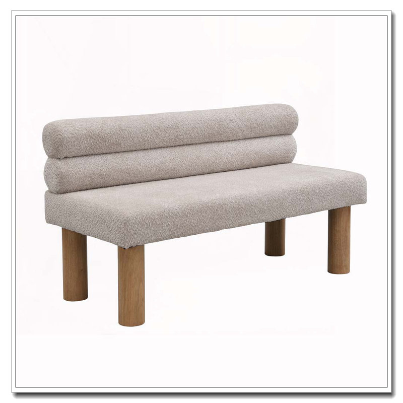 Mobilier de salle à manger rembourré Boucle, Gris clair, naturel