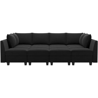 Oversized Velvet Modular Freely Combined Sectional U Shaped Sofa Variable Large Sleeper Storage Couch -  Belffin, OY210BK-A8B4C