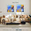 Chaise bleue Harnek et tulipes