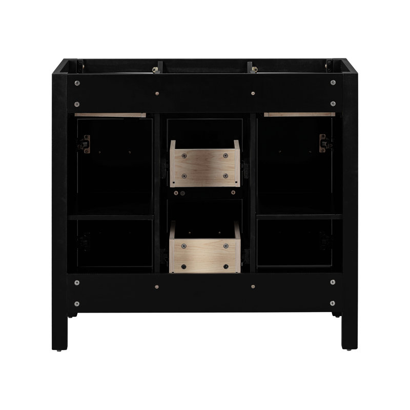 Meuble-lavabo 36 po (lavabo non inclus), Noir, Doré