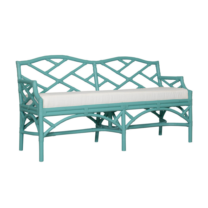 Banc en osier Chippendale, Turquoise