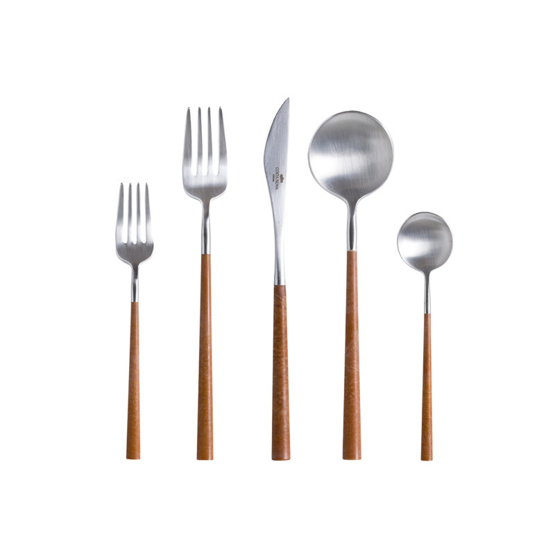 Mito Stainless Steel Flatware - Set of 5, Brown