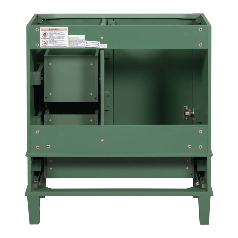(Armoire seulement) Base de meuble-lavabo avec porte et 3 tiroirs, Vert
