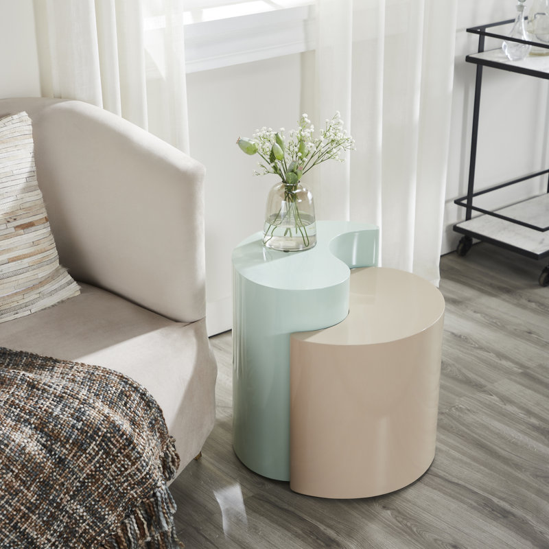 Addington End Table, Mint & Taupe