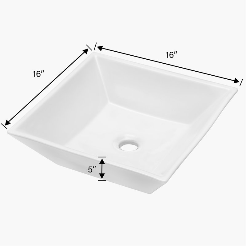 Ceramic Square Vessel Sink For Bathroom