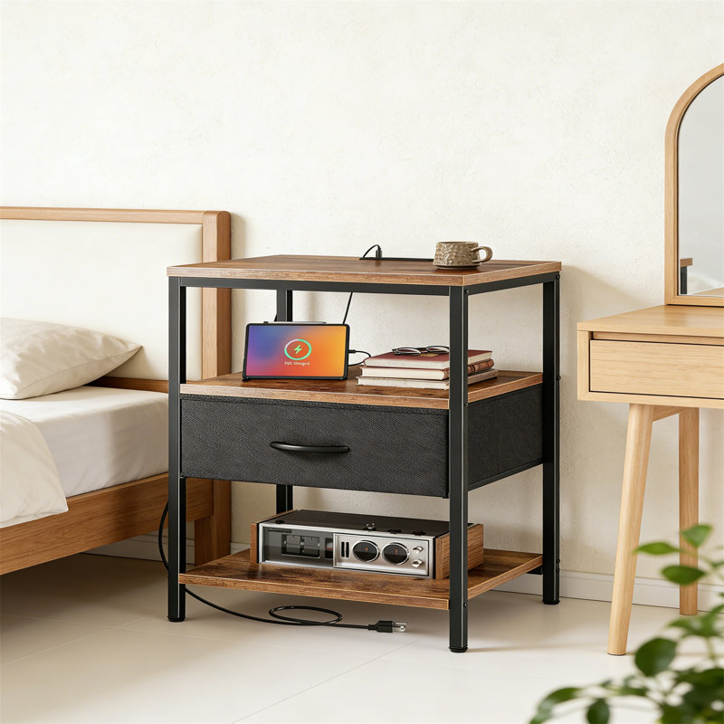 45cm W Metal Bedside Table