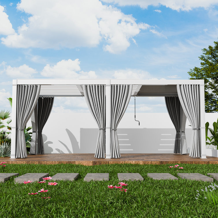 13 Ft. W x 10 Ft. D Aluminum Pergola with Adjustable Roof & 2 Layer Canopy ( incomplete only box 2 of 6 ) 