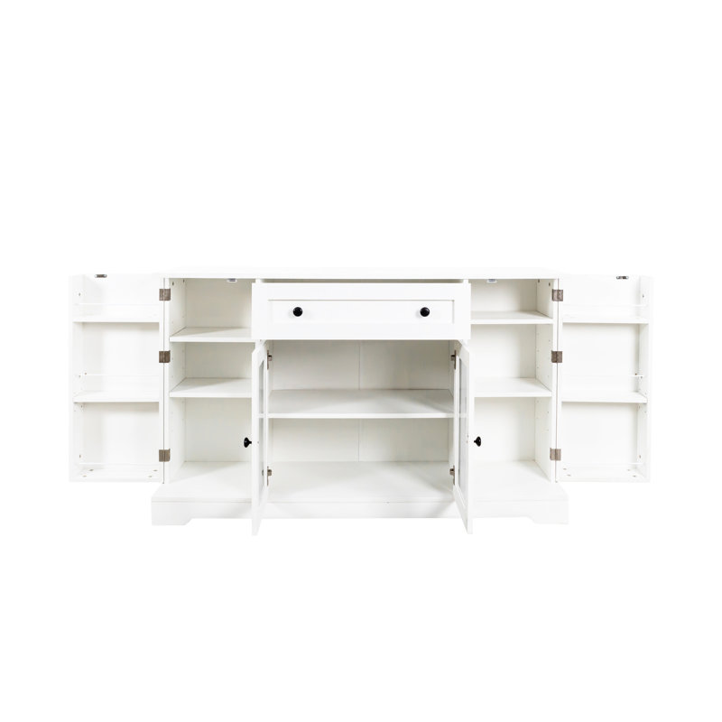 Buffet de rangement blanc pour le salon - Armoire moderne avec portes et tablette