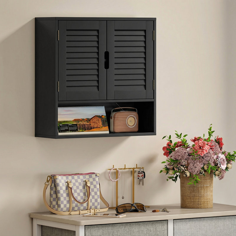 Wall, Drill / Screw Bathroom Cabinet, Black