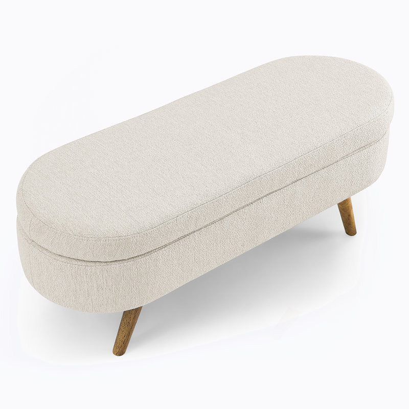 Ottoman Oval Storage Bench,Rubber Wood Legs,BLUE(43.5"X16"X16"), Walnut, Navy