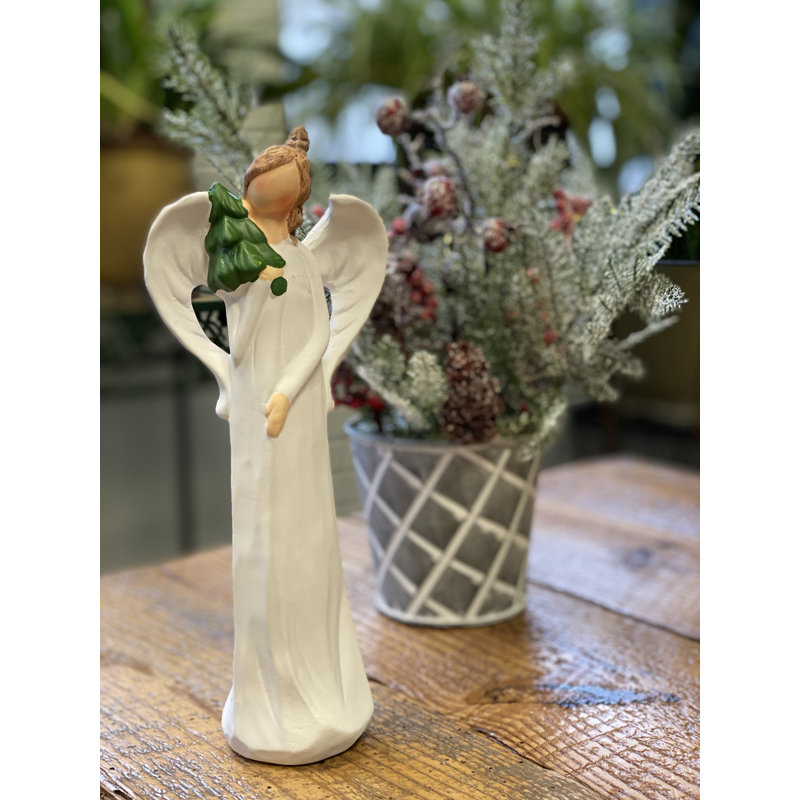Statue en céramique ange en céramique bliss tree winter holding