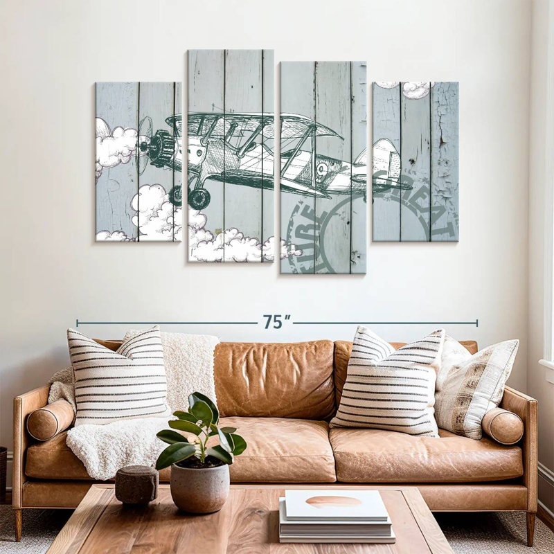 Mehar Plane In The Clouds, 42" H x 68" W