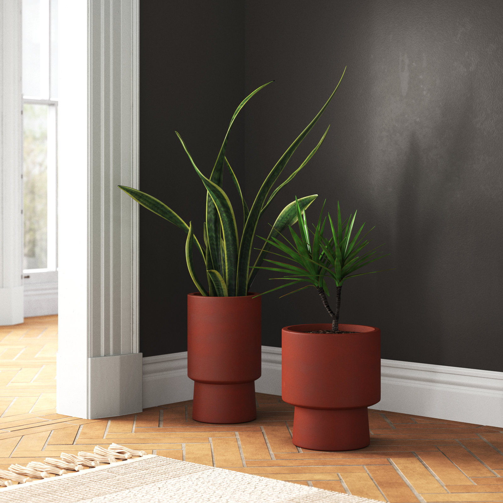 Robbins Pot Planter, Red, 16.55" H x 9.85" W x 10.3" D