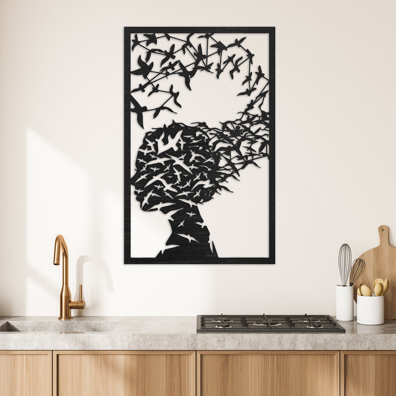 Handmade Wall Decor on ACM, 24" H x 15.3" W x 0.25" D, Black