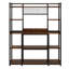 Grand support de boulanger de 55 po avec rehausse - étagère de rangement de cuisine industrielle à 5 niveaux avec crochets et support pour micro-ondes, organisateur d'armoire de cuisine rustique brun avec cadre en métal, support à garde-manger utilitaire