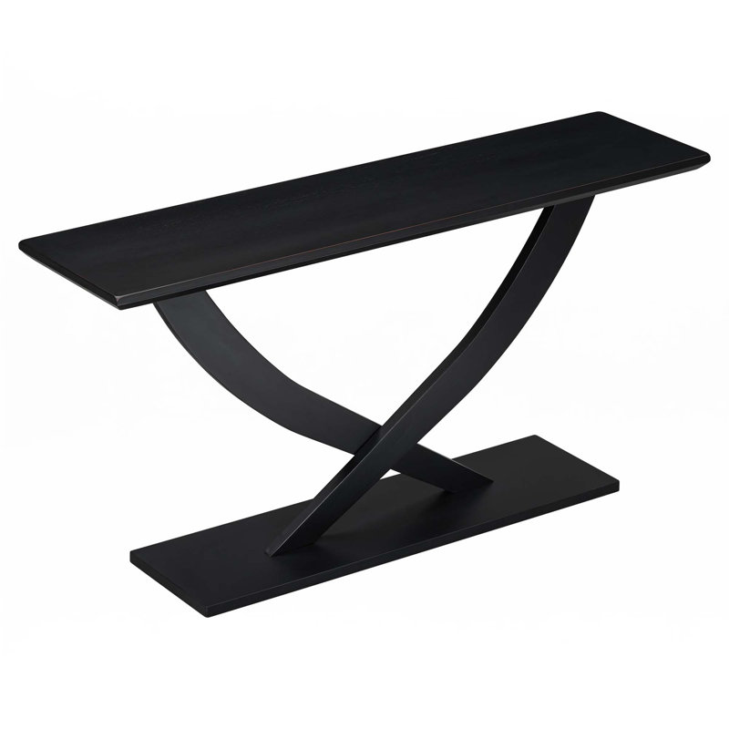 57'' Modern Rustic Console Table With Cross-Leg Design, Black