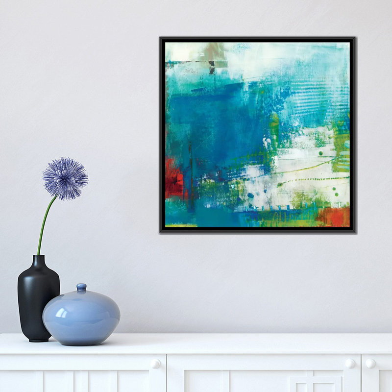 «Hey Day III», reproduction sur toile, H 18 po x l 18 po x P 1,5 po, Toile avec cadre flottant noir, Pas de tapis