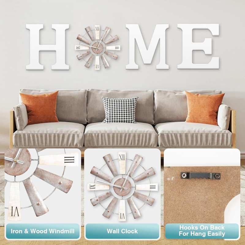 Farmhouse Home Sign With Windmill Clock