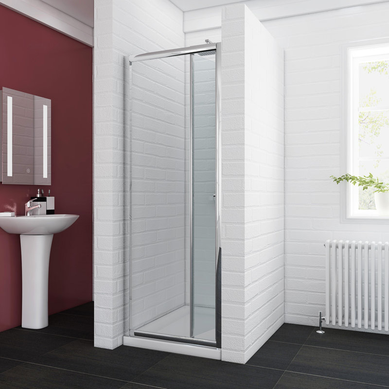 Fallinerlea 22860mm - W x 4699mm H Hinged Framed Shower Door with Clear Glass, 185cm H x 86cm W