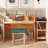Potter Linen Upholstered Solid Wood Accent Stool for Bedroom and Entryway
