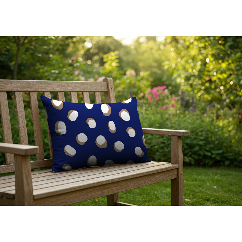Oreiller réversible intérieur / extérieur Jayi Spots, 20 po x 14 po, Marine