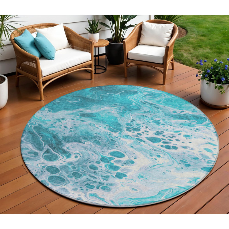 Tapis rond bleu 8 po