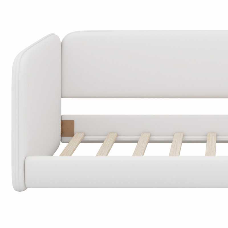 Lit bas de luxe avec tête de lit et accoudoirs, Beige