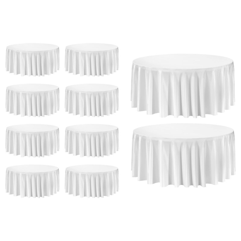 White Round Tablecloths, 132 Inches in Diameter, Stain- & Wrinkle- Resistant, Machine Washable Table Clothes, Polyester Fabric Table Covers for Wedding, Party, Banquet, Formal Events