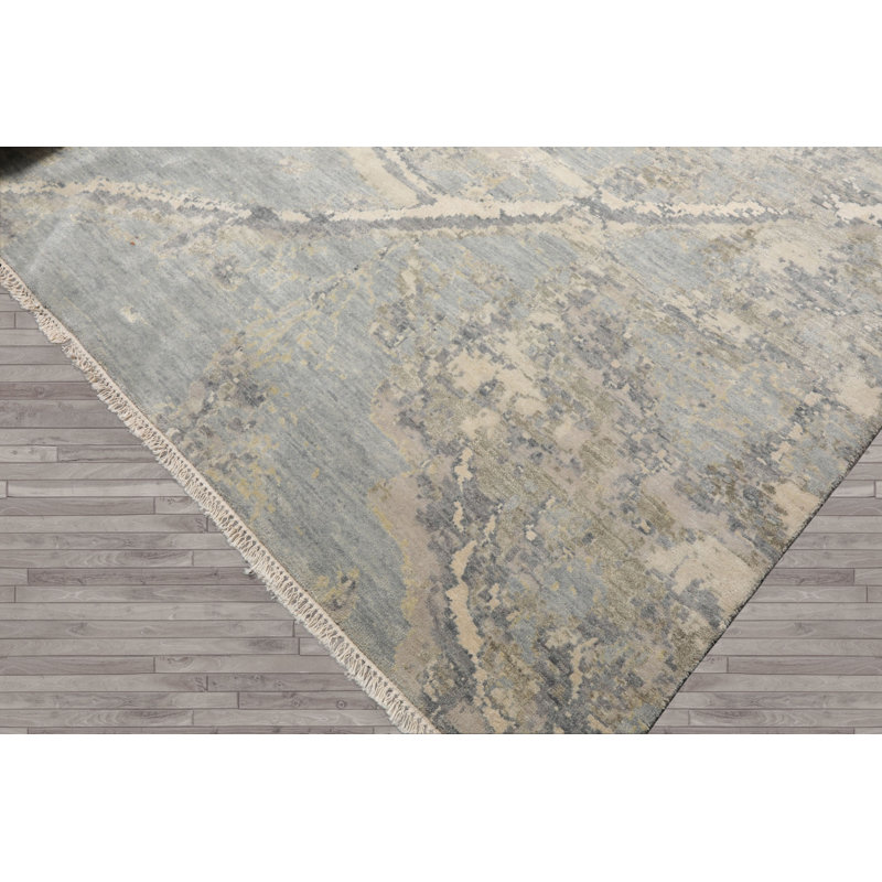 Tapis oriental moderne en laine et soie noué à la main 9 pi x 11 pi 11 po