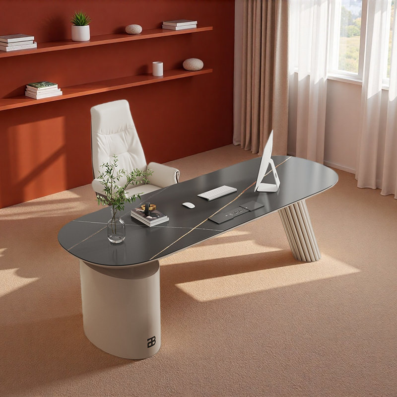 Bureau de luxe en ardoise avec ports USB, H 29,5 po x l 70,9 po x P 27,6 po