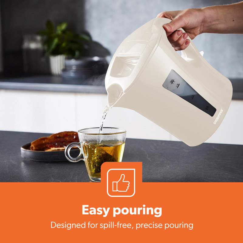 GEEPAS Electric Kettle | 1.7L Cordless Fast Boil Jug Kettle for Hot Water Tea or Coffee | Boil Dry Protection & Auto Shut Off | Illuminated Switch, Cord Storage | 1 Year Warranty, 2200W