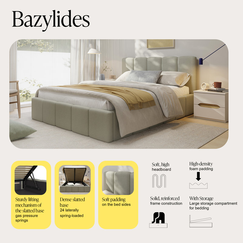 Taniaya Upholstered Bed, Light Grey, Double (4'6)