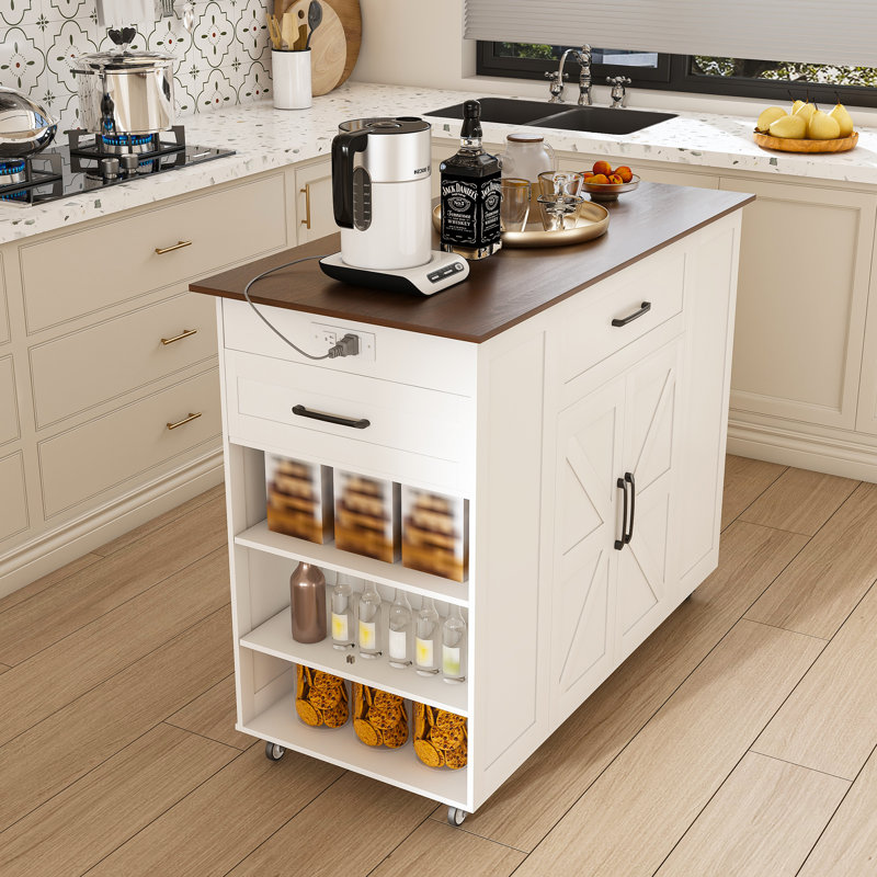 Îlot de cuisine polyvalent de 46 po avec rangement et style rustique pour la maison
