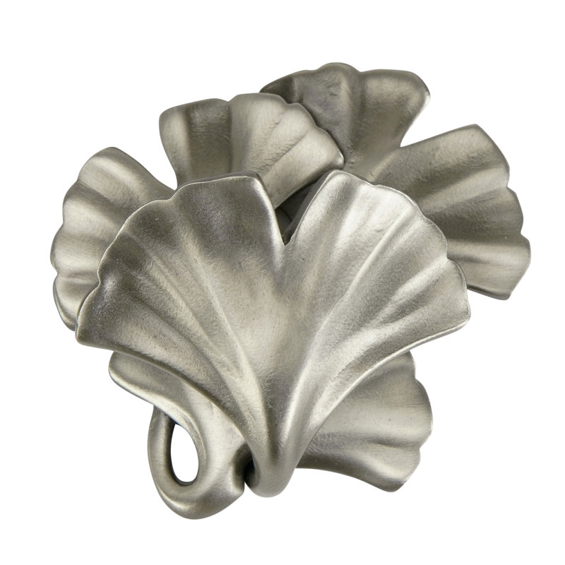 ARTS & CRAFT GINKGO KNOB IN PLATE,  Antique Nickel