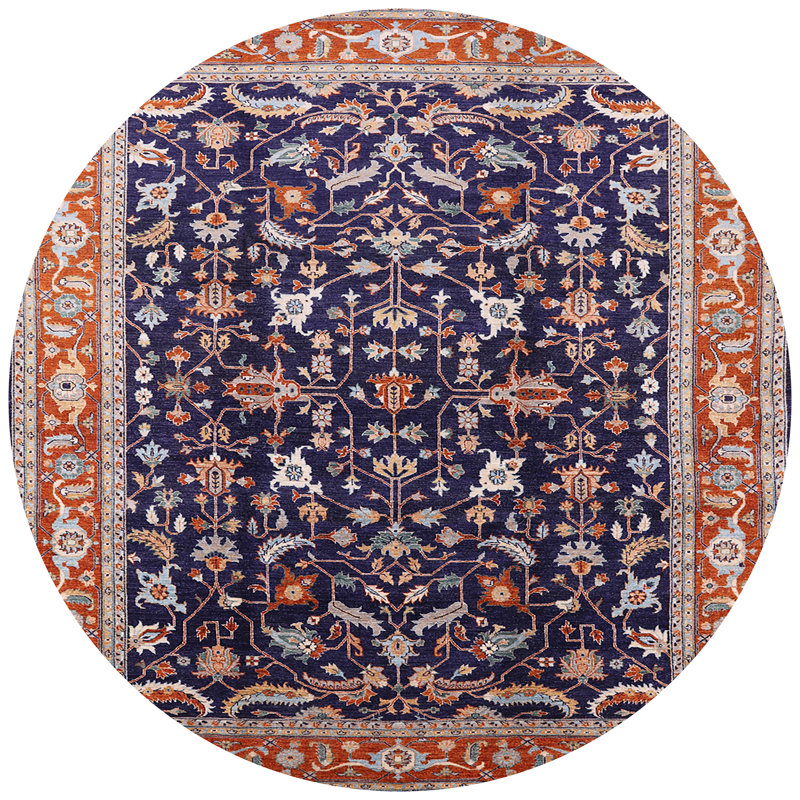 Tapis oriental rouge / bleu Kisag, Rond 6 pi