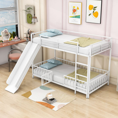 Twin Over Twin Metal Bunk Bed With Slide And Ladder by Isabelle & Max