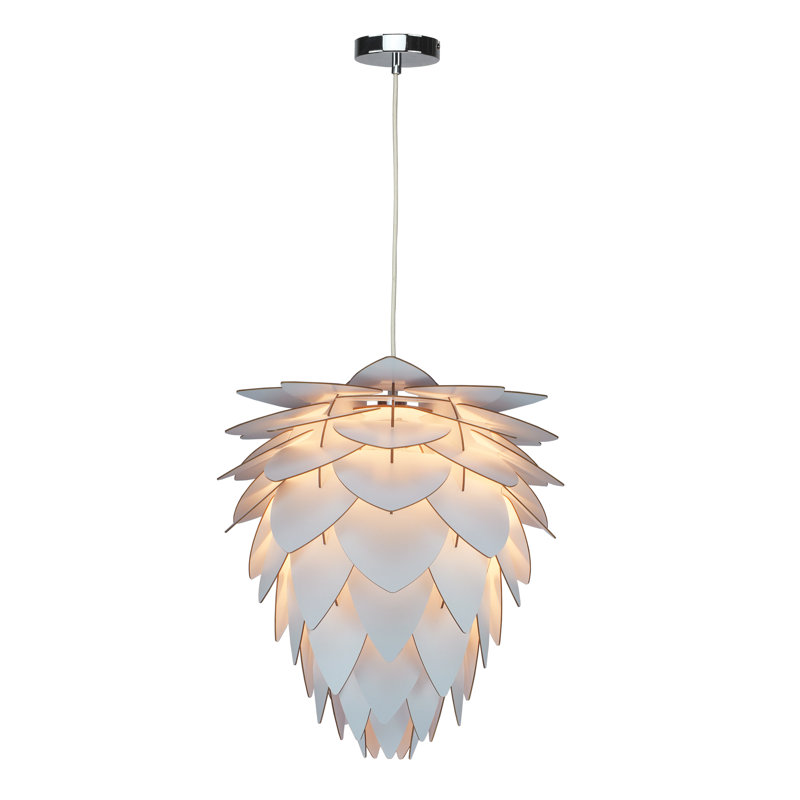 Lustre artichaut 1 lumière en bois blanc