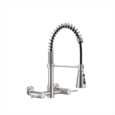 Pull Down Bridge Kitchen Sink Faucet, Two Handle Kitchen Faucet