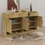 Buffet Farmhouse avec 3 tiroirs et 4 portes, buffet de rangement multifonctionnel avec tablette réglable et compartiments de rangement ouverts-1980711712