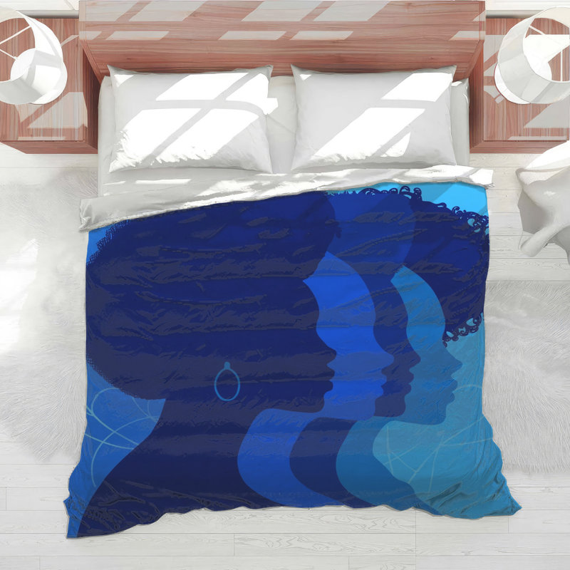Blue Silhouette Side Profiles Comforter, Twin