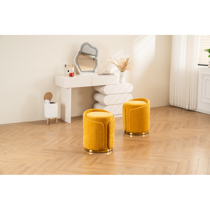 Masoomah Upholstered Swivel Ottoman, Yellow