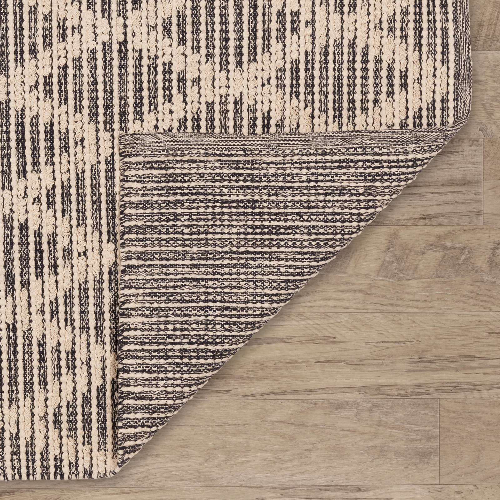 Textured Diamond Blue/Ivory Handwoven Cotton Rug, Runner 2'6" x 8'