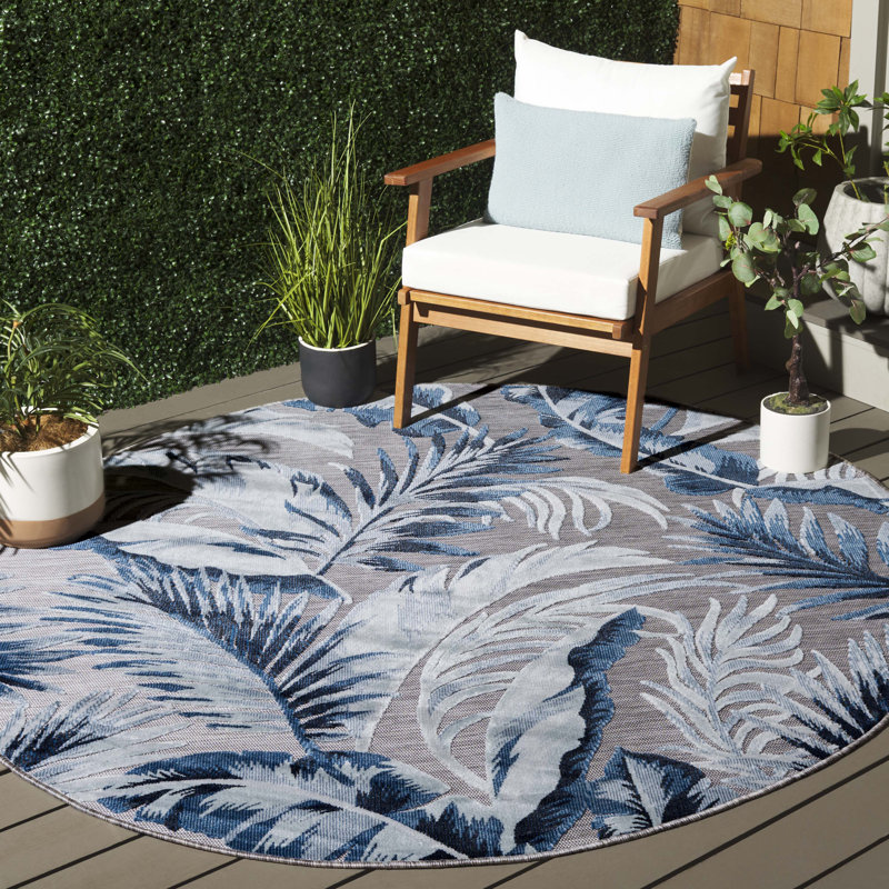 Tapis intérieur / extérieur floral Saugus, Rond 6 pi 5 po