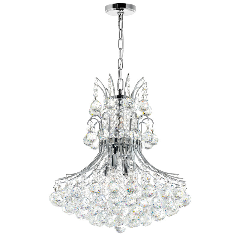 Trenton 8 Light Crystal Chandelier – 21-Inch Chrome Down Chandelier with Faceted Crystal Accents for Living Room, Dining Room, or Entryway