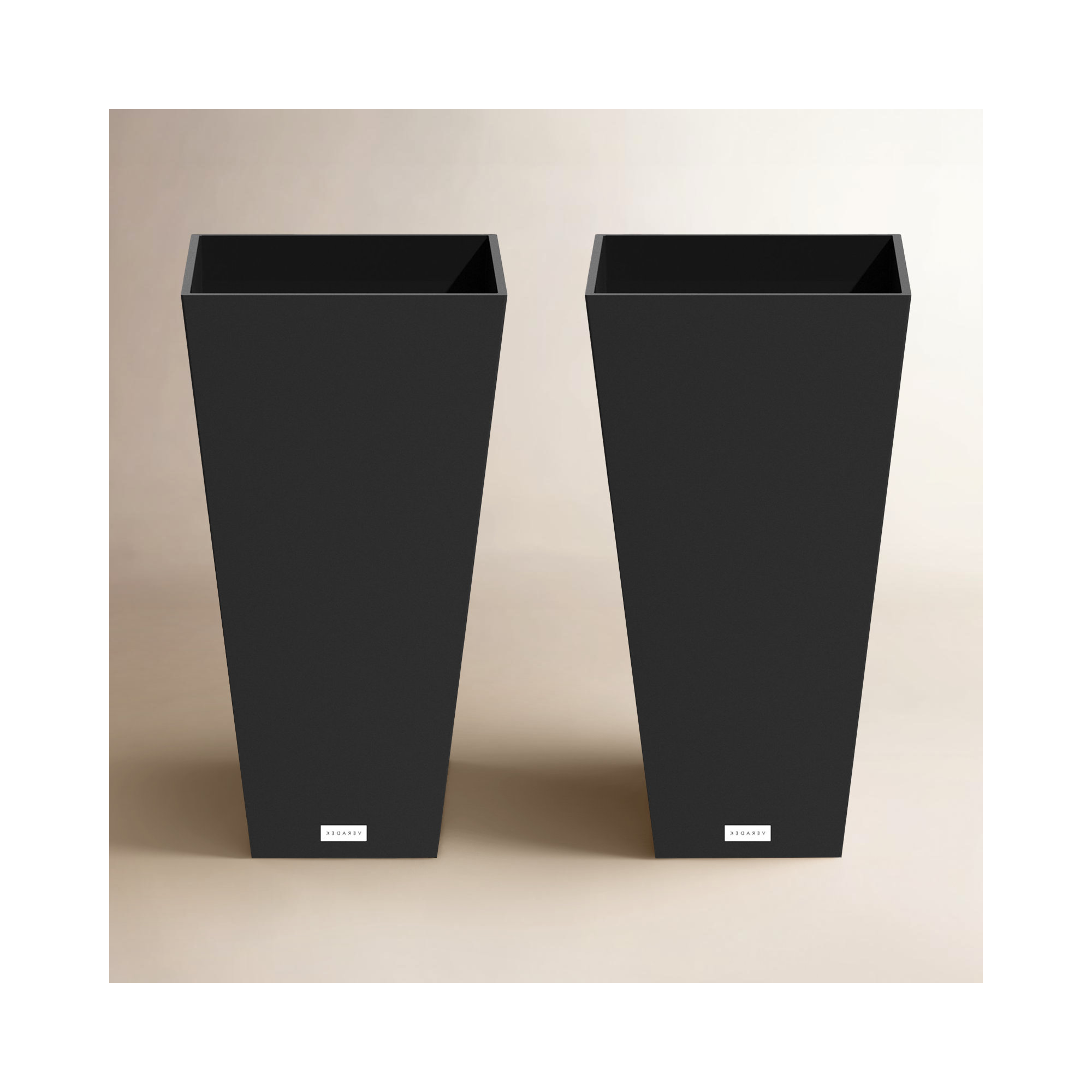 Pure Series Midland Planter, 2, Black, 30" H x 15.25" W x 15.25" D