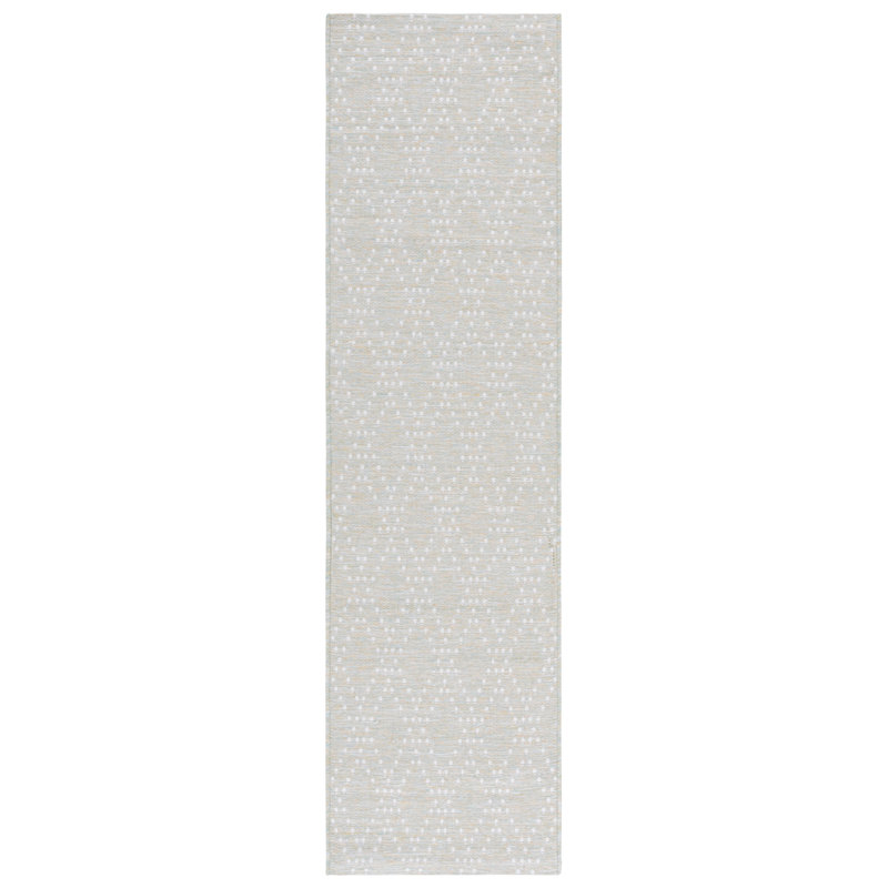 Edgeware 850 Polypropylene/Polyester Geometric Indoor/Outdoor Rug in Light Green/Yellow, Runner 2'2" x 8'