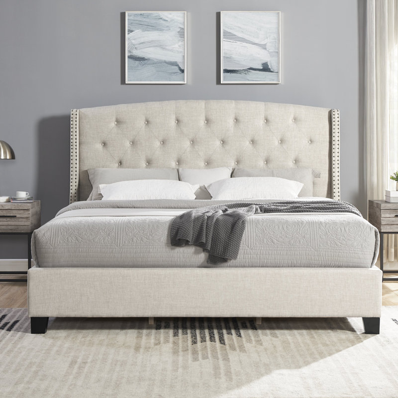 Dorthy Bed, King, Tan Polyester Blend
