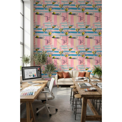 Papier peint à rayures Martini